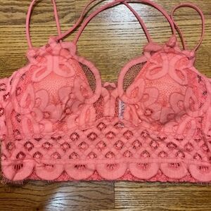 Zenana Lace Bralette in Coral Pink